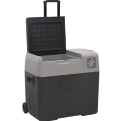 vidaXL Nevera con ruedas y adaptador polipropileno negro y gris 40 L