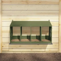 vidaXL Nido para gallinas con 4 compartimentos de metal Verde oliva New