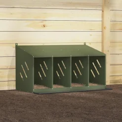 vidaXL Nido para gallinas con 4 compartimentos de metal Verde oliva New