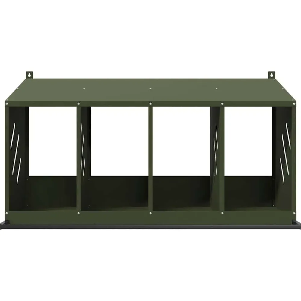 vidaXL Nido para gallinas con 4 compartimentos de metal Verde oliva New