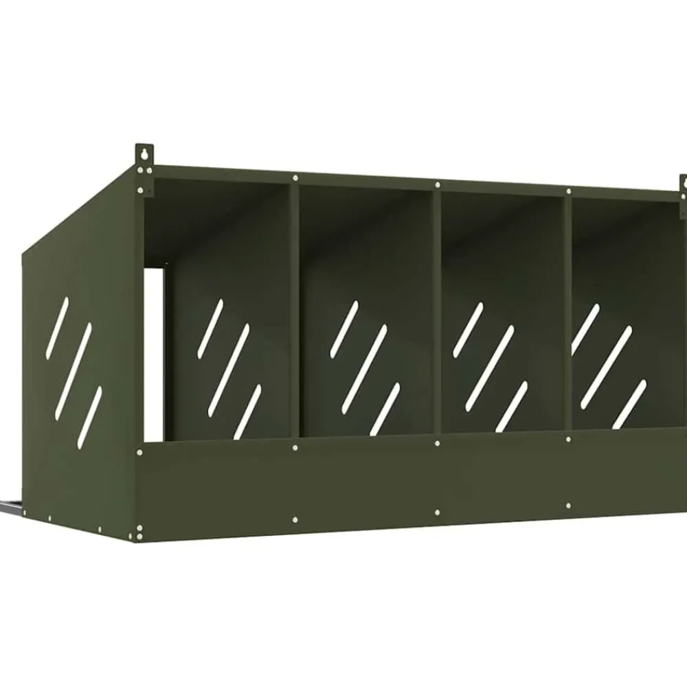 vidaXL Nido para gallinas con 4 compartimentos de metal Verde oliva New