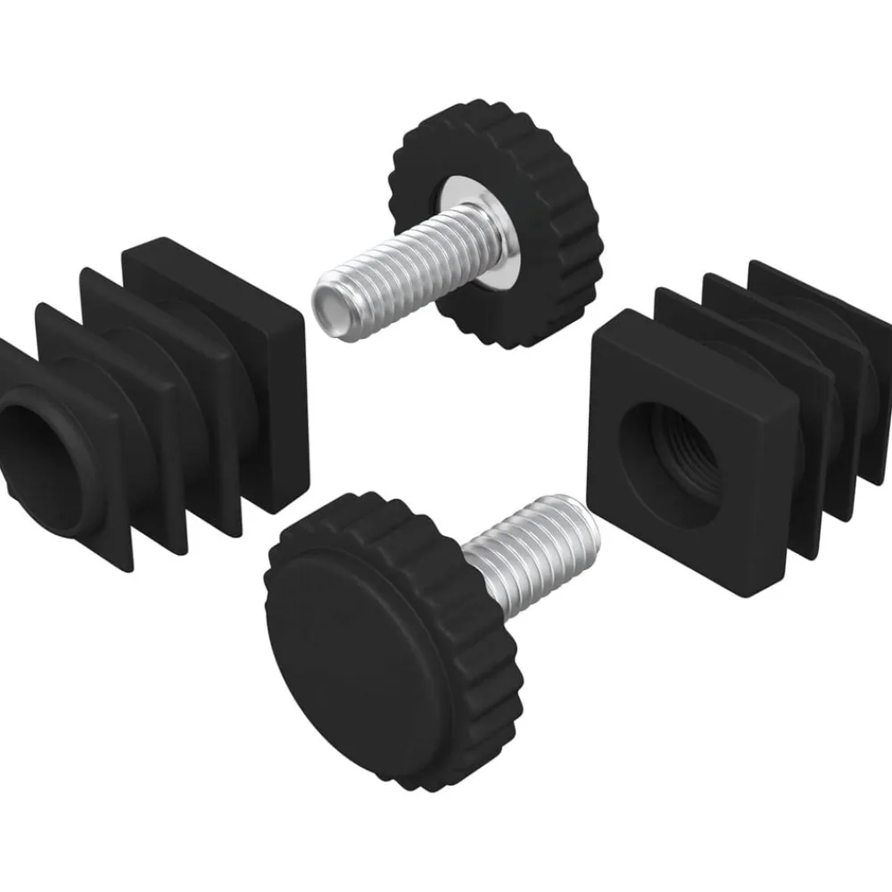 vidaXL Accesorios De Bricolaje-Niveladores para Muebles Ajustable 2 pcs Negro M6 PP