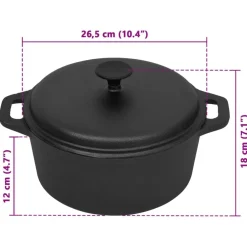 vidaXL Olla de hierro fundido Ø26,5 cm New