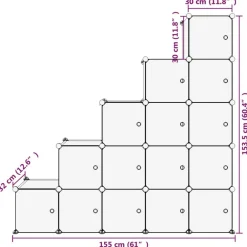 vidaXL Organizador de cubos de almacenamiento con 15 cubos y puertas, PP transparente transparente y blanco Online