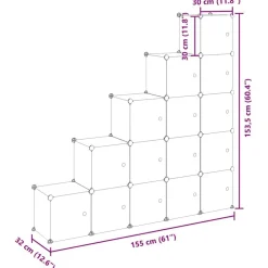 vidaXL Organizador de cubos de almacenamiento con 15 cubos y puertas, PP transparente transparente y blanco Online