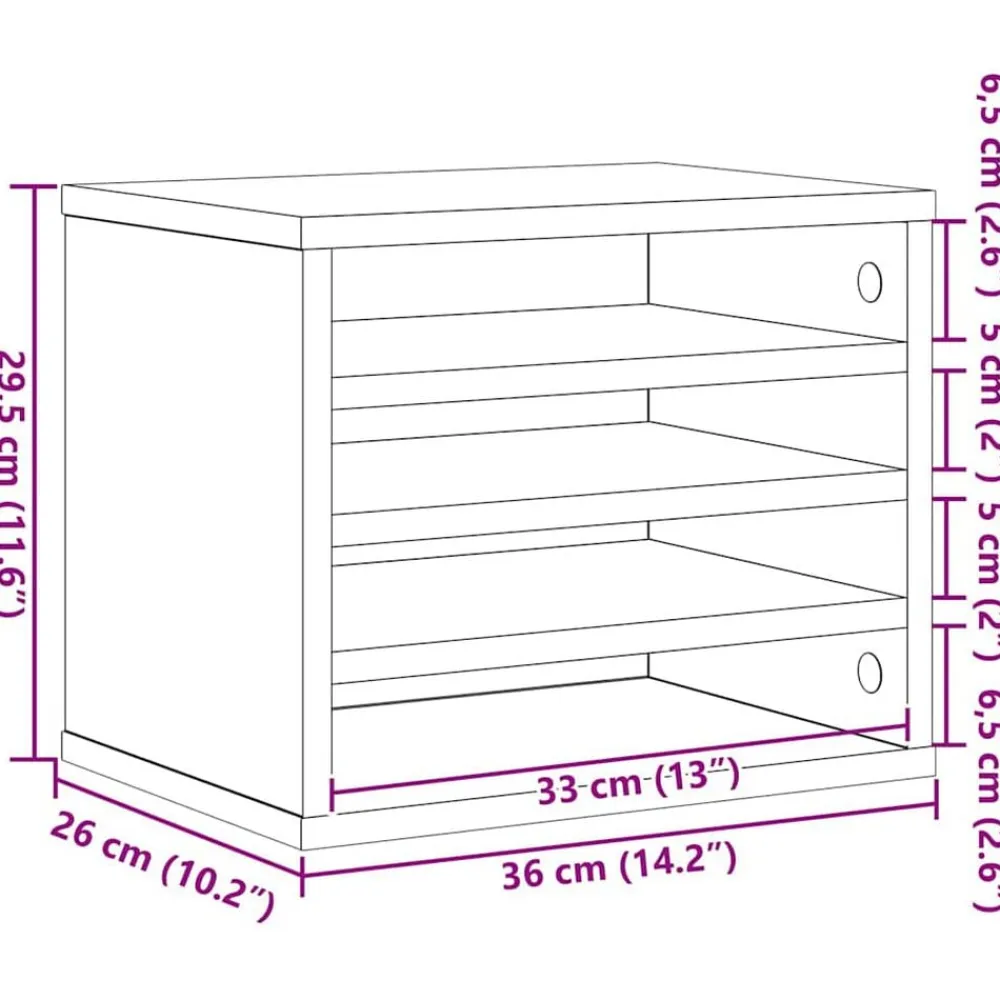 vidaXL Organizador de Escritorio 36 x 26 x 29,5 cm Roble negro Discount