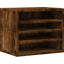 vidaXL Organizador de escritorio madera 36x26x29,5 cm Roble ahumado Discount