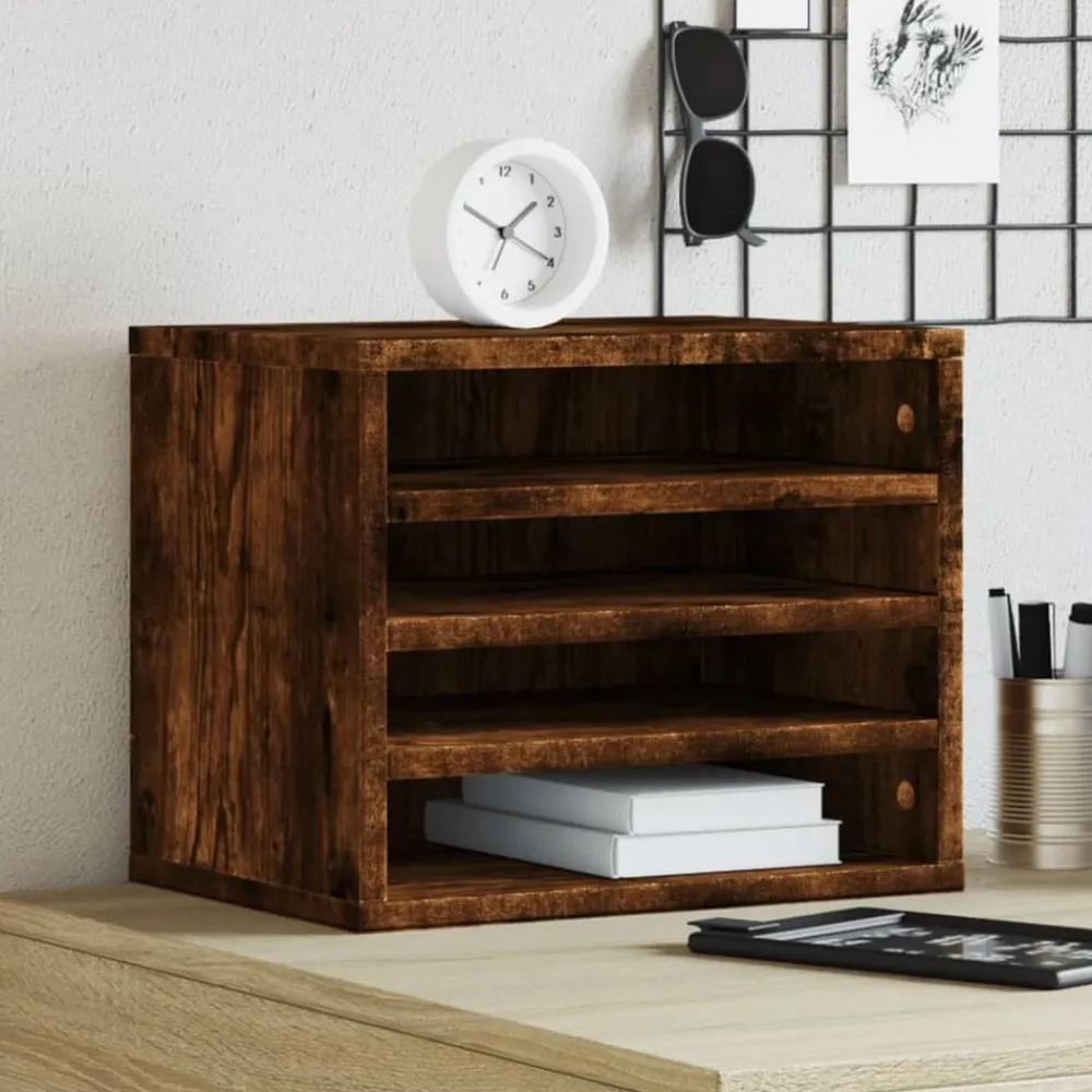 vidaXL Organizador de escritorio madera 36x26x29,5 cm Roble ahumado Discount