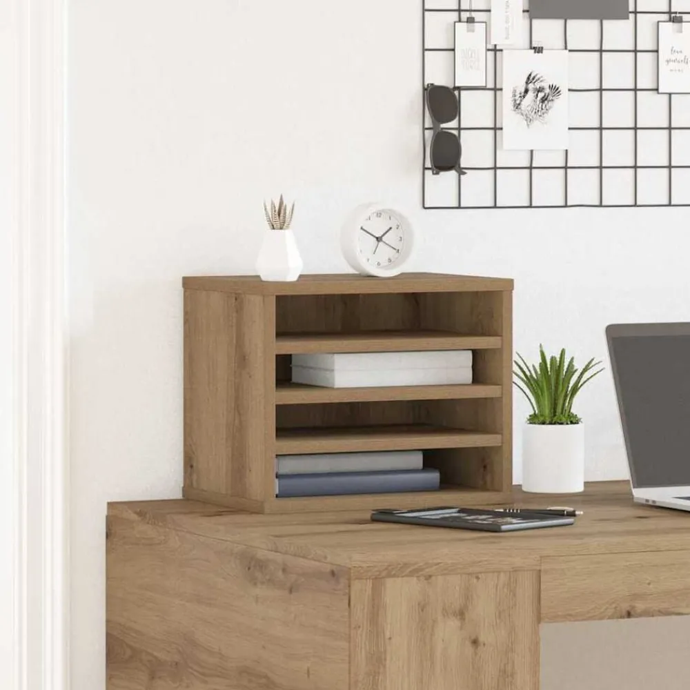 vidaXL Organizador de Escritorio Roble artesanal 36 x 26 x 29,5 cm Roble artisan Clearance