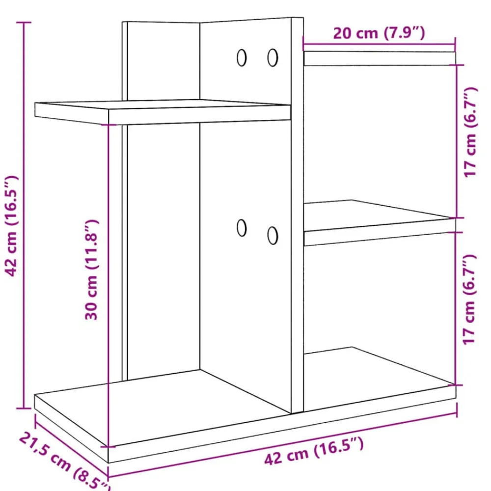 vidaXL Organizador de escritorio madera ingeniería gris 42x21,5x42 cm Gris sonoma Discount