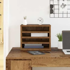 vidaXL Organizador de Escritorio Madera vieja 36 x 26 x 29,5 cm Madera envejecida Outlet