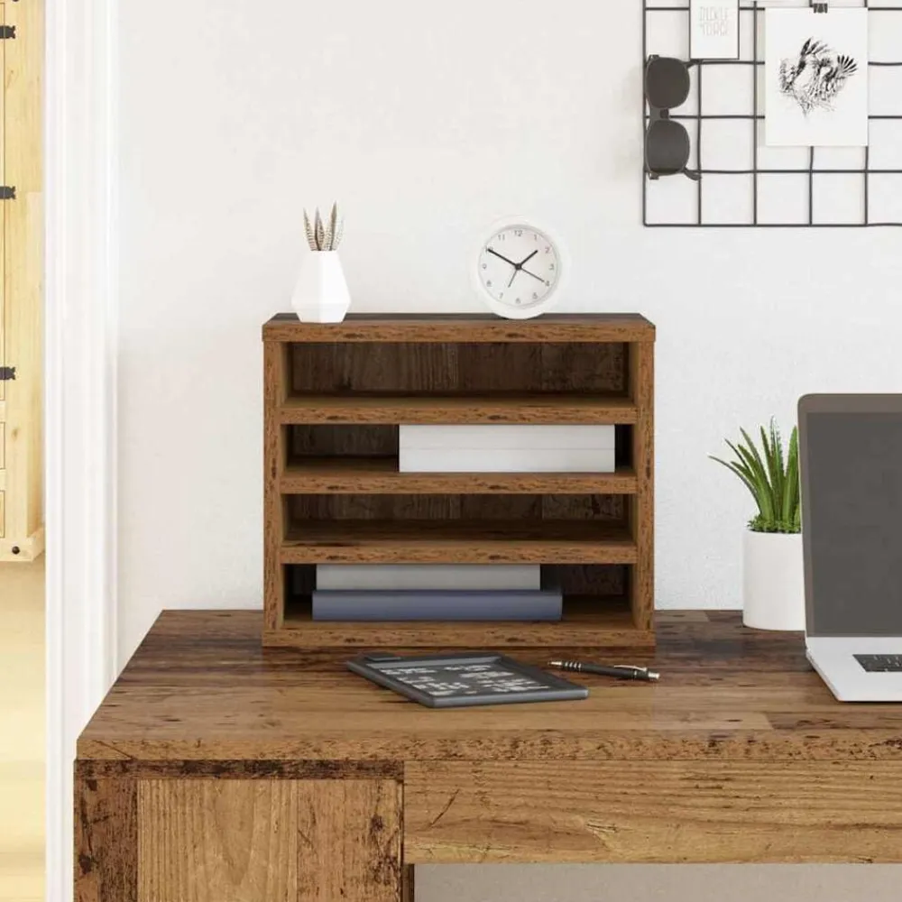vidaXL Organizador de Escritorio Madera vieja 36 x 26 x 29,5 cm Madera envejecida Outlet