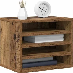 vidaXL Organizador de Escritorio Madera vieja 36 x 26 x 29,5 cm Madera envejecida Outlet