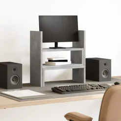 vidaXL Electrónica-Organizador de escritorio ajustable gris hormigón 40x17x41 cm