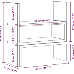 vidaXL Electrónica-Organizador de escritorio ajustable 40x17x41 cm