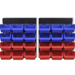 vidaXL Organizador de herramientas de garaje de pared azul y rojo Discount