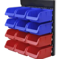 vidaXL Organizador de herramientas de garaje de pared azul y rojo Discount