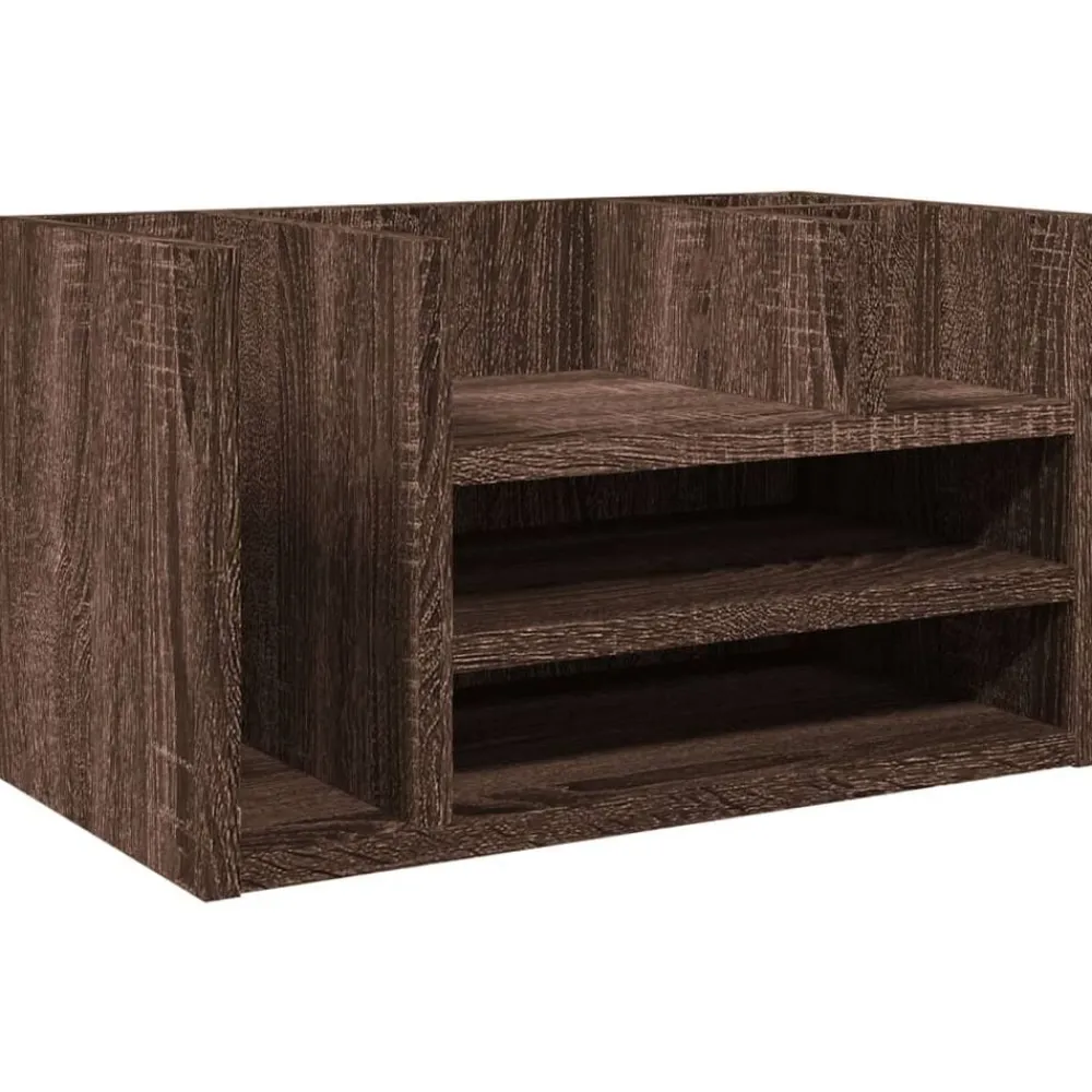 vidaXL Material De Oficina-Organizador escritorio madera ingeniería marrón 44,5x24x25 cm