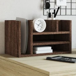 vidaXL Material De Oficina-Organizador escritorio madera ingeniería marrón 44,5x24x25 cm