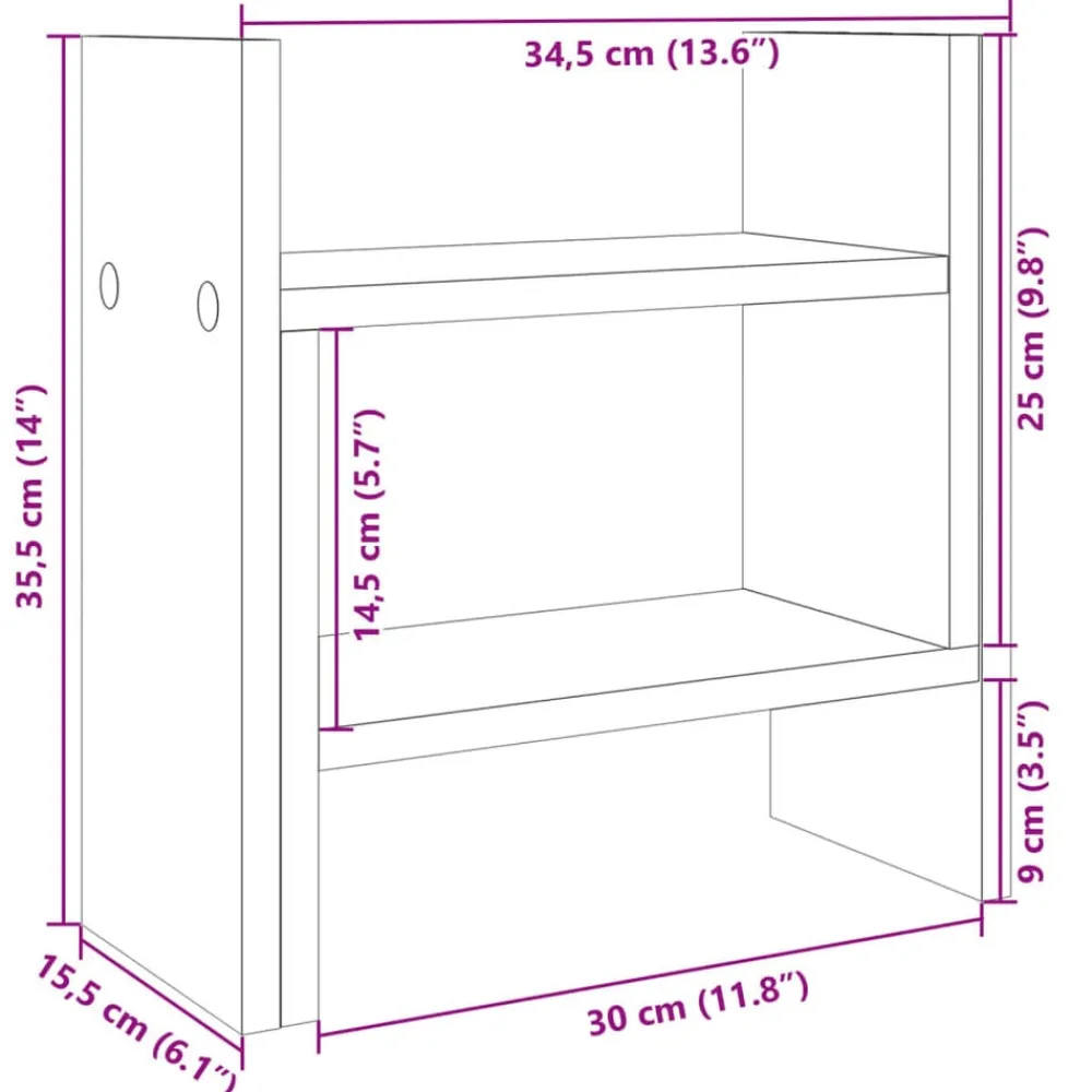 vidaXL Organizador escritorio madera 34,5x15,5x35,5 cm Blanco Outlet