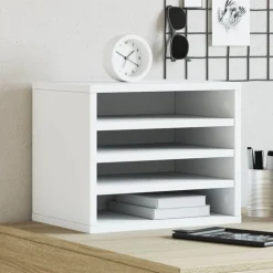 vidaXL Organizador escritorio madera ingeniería 36x26x29,5 cm Blanco Online