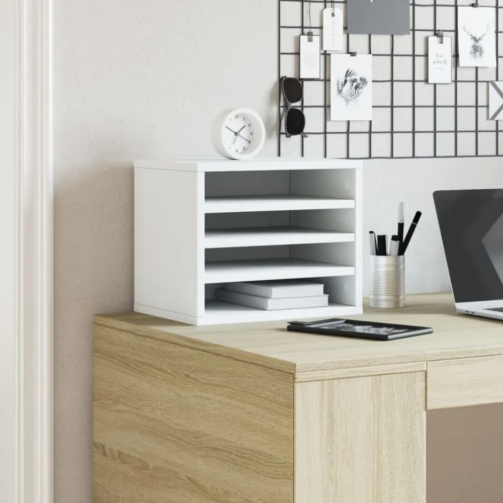 vidaXL Organizador escritorio madera ingeniería 36x26x29,5 cm Blanco Online