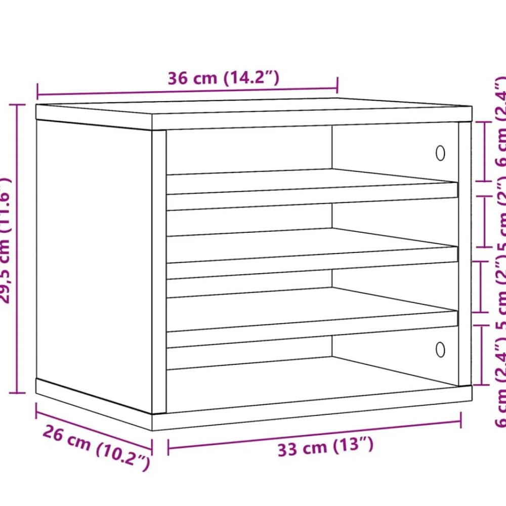 vidaXL Organizador escritorio madera ingeniería 36x26x29,5 cm Blanco Online