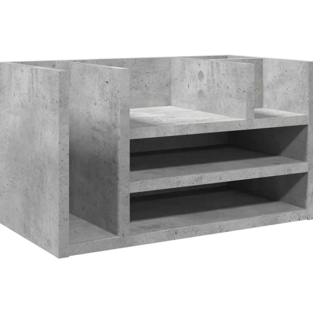vidaXL Organizador escritorio madera ingeniería hormigón 44,5x24x25 cm Gris hormigón Best