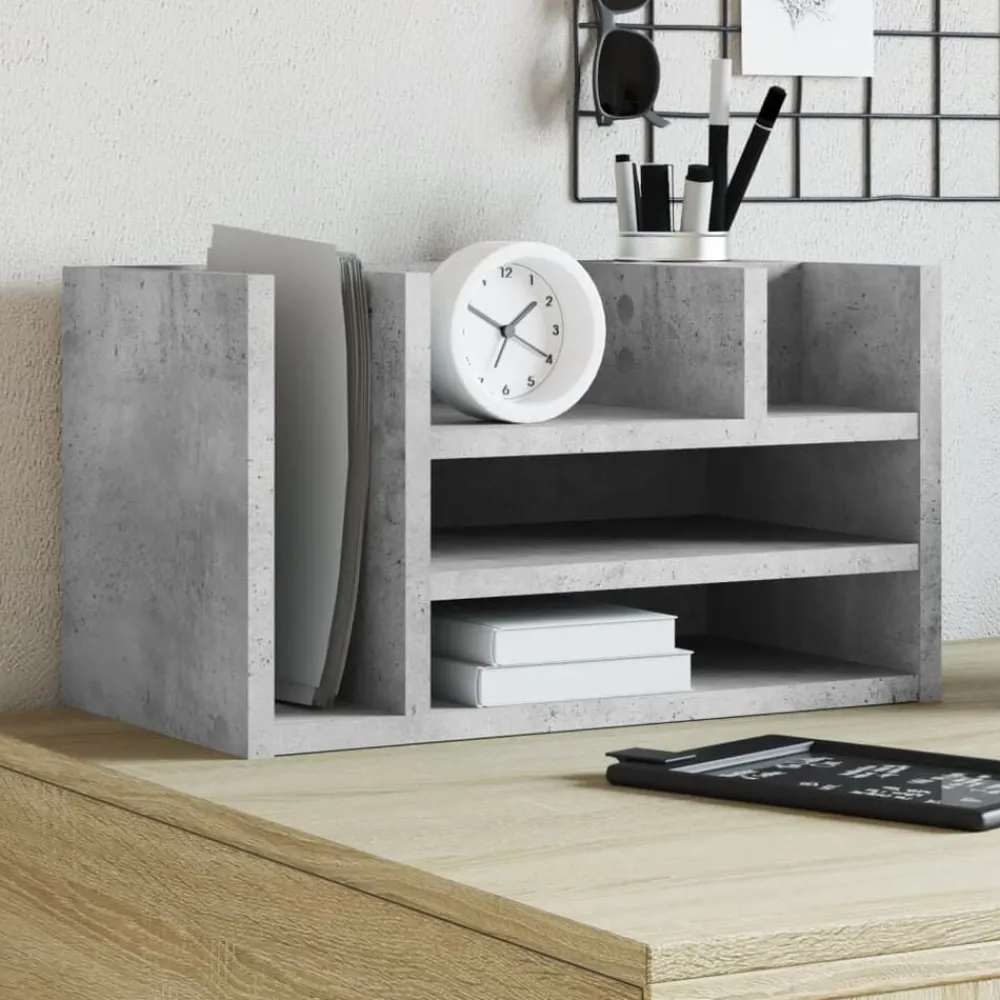 vidaXL Organizador escritorio madera ingeniería hormigón 44,5x24x25 cm Gris hormigón Best