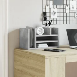 vidaXL Organizador escritorio madera ingeniería hormigón 44,5x24x25 cm Gris hormigón Best