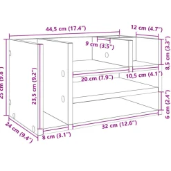 vidaXL Organizador escritorio madera ingeniería hormigón 44,5x24x25 cm Gris hormigón Best