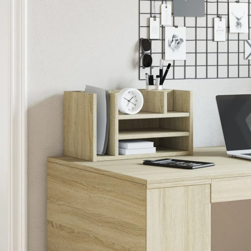 vidaXL Organizador escritorio madera color 44,5x24x25 cm Roble Sonoma Discount