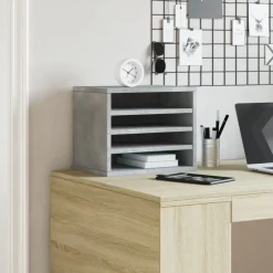 vidaXL Material De Oficina-Organizador escritorio madera ingeniería hormigón 36x26x29,5 cm