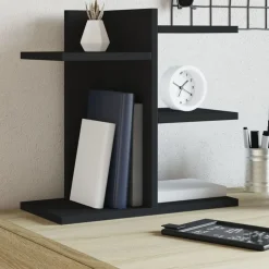 vidaXL Organizador escritorio madera ingeniería 42x21,5x42 cm Negro New