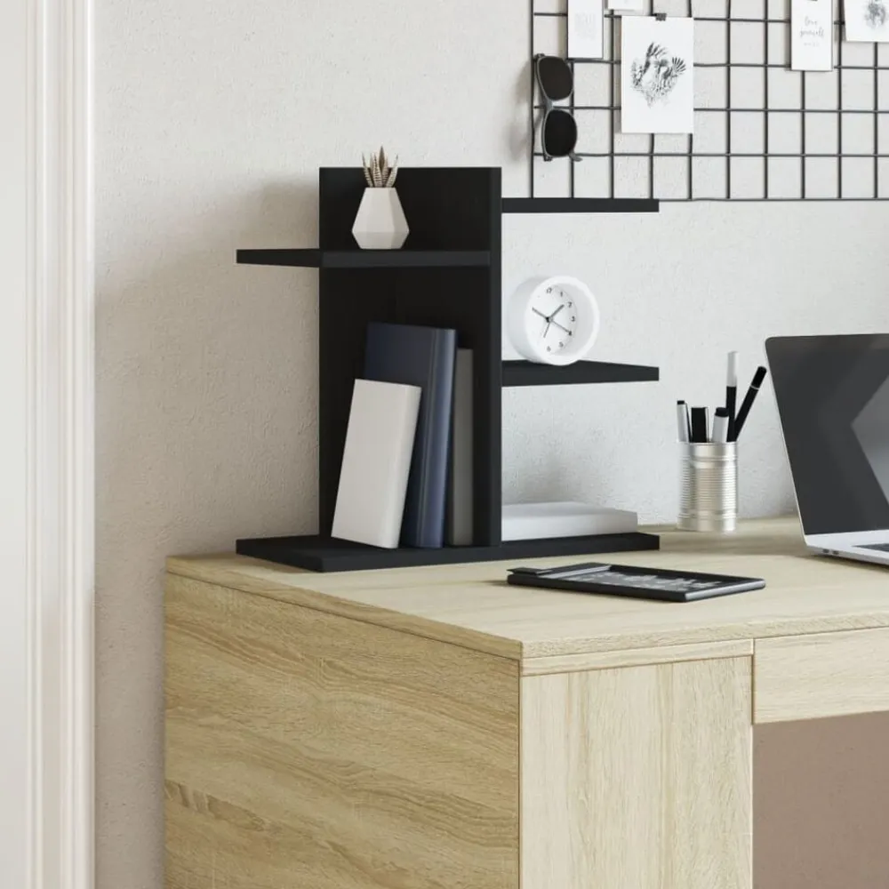 vidaXL Organizador escritorio madera ingeniería 42x21,5x42 cm Negro New