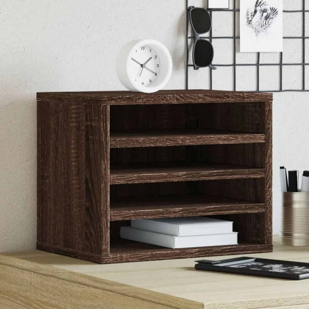 vidaXL Organizador escritorio madera ingeniería marrón 36x26x29,5 cm Marrón roble Discount