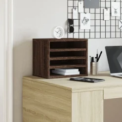 vidaXL Organizador escritorio madera ingeniería marrón 36x26x29,5 cm Marrón roble Discount