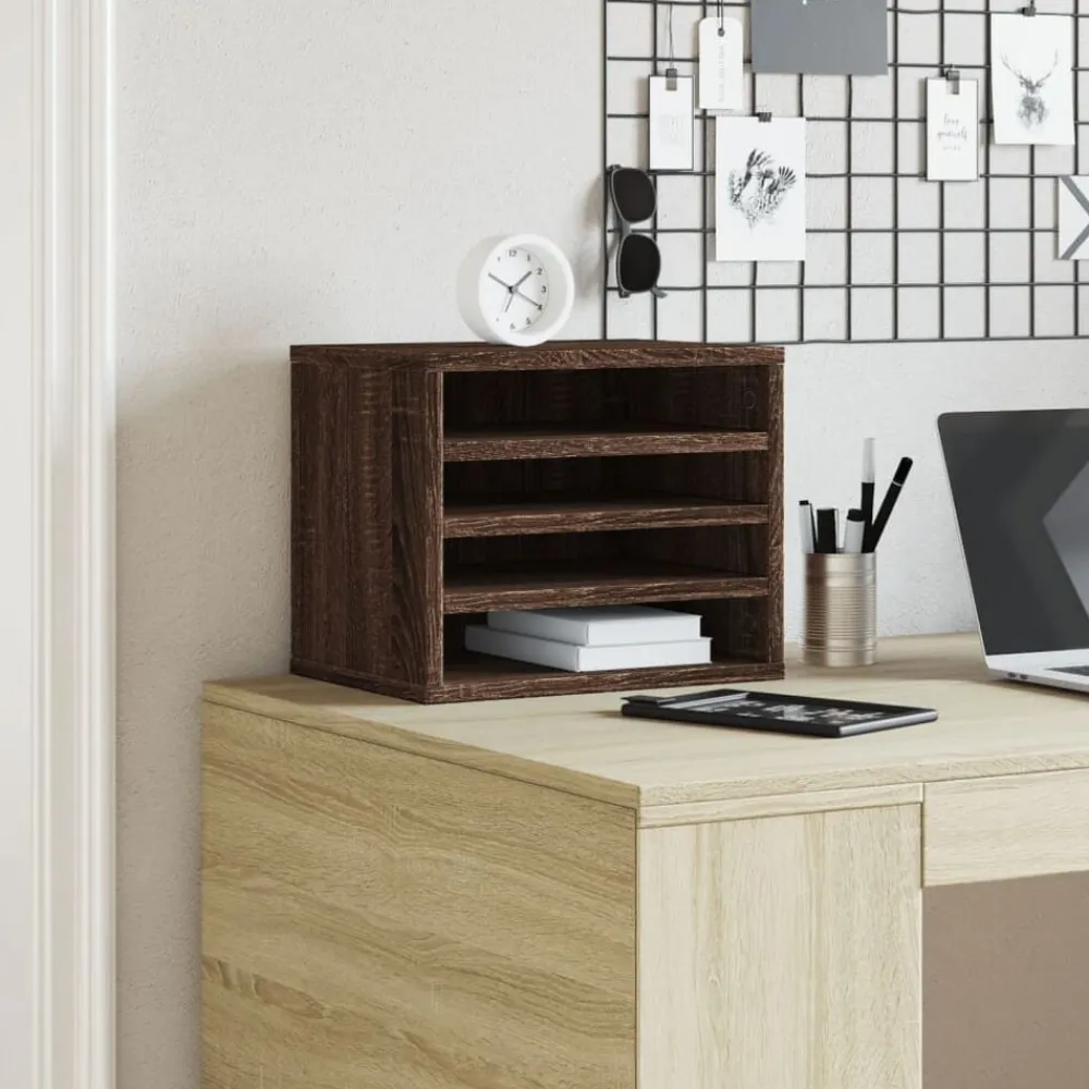 vidaXL Organizador escritorio madera ingeniería marrón 36x26x29,5 cm Marrón roble Discount
