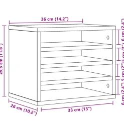 vidaXL Organizador escritorio madera ingeniería marrón 36x26x29,5 cm Marrón roble Discount