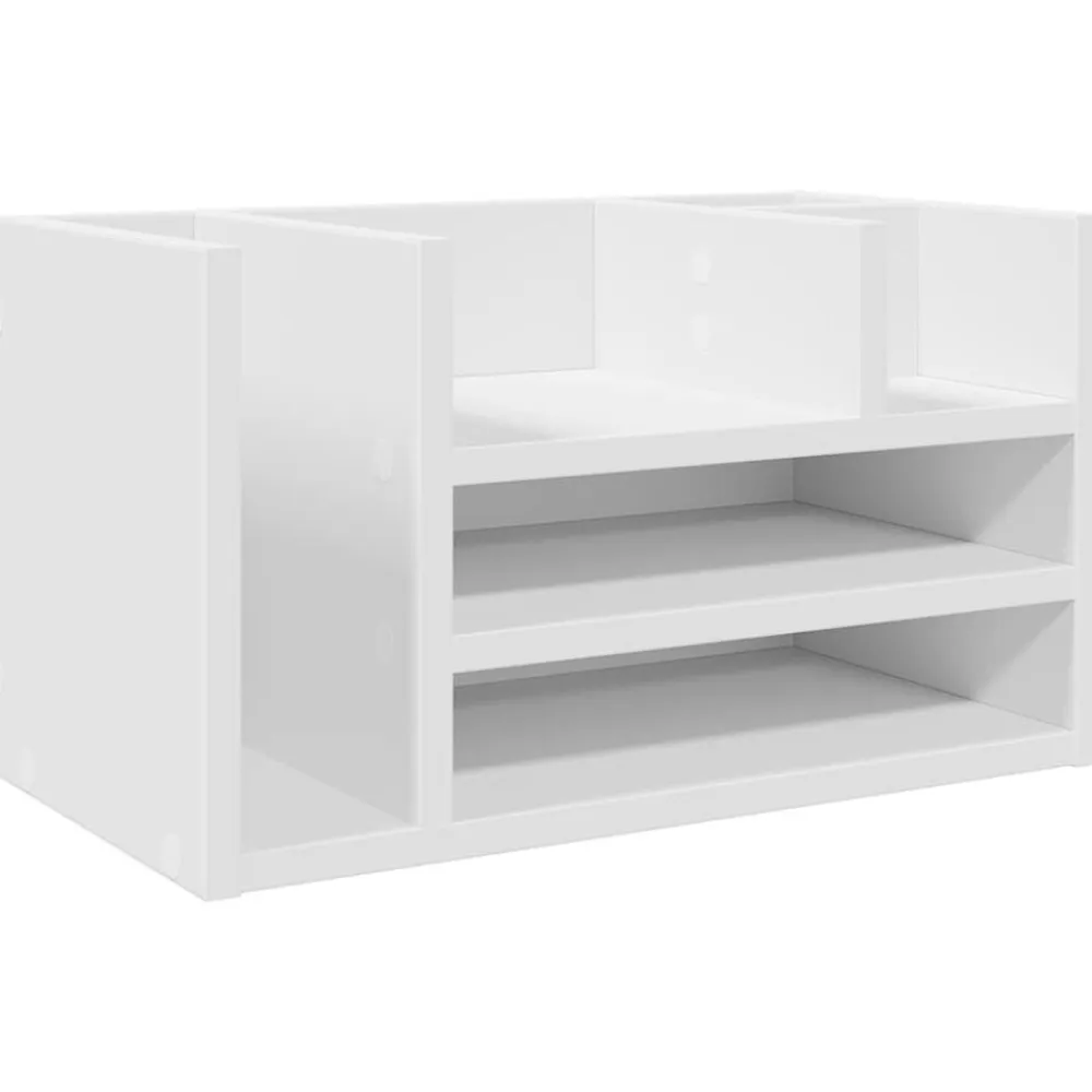 vidaXL Organizador escritorio madera ingeniería 44,5x24x25 cm Blanco Discount
