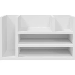 vidaXL Organizador escritorio madera ingeniería 44,5x24x25 cm Blanco Discount