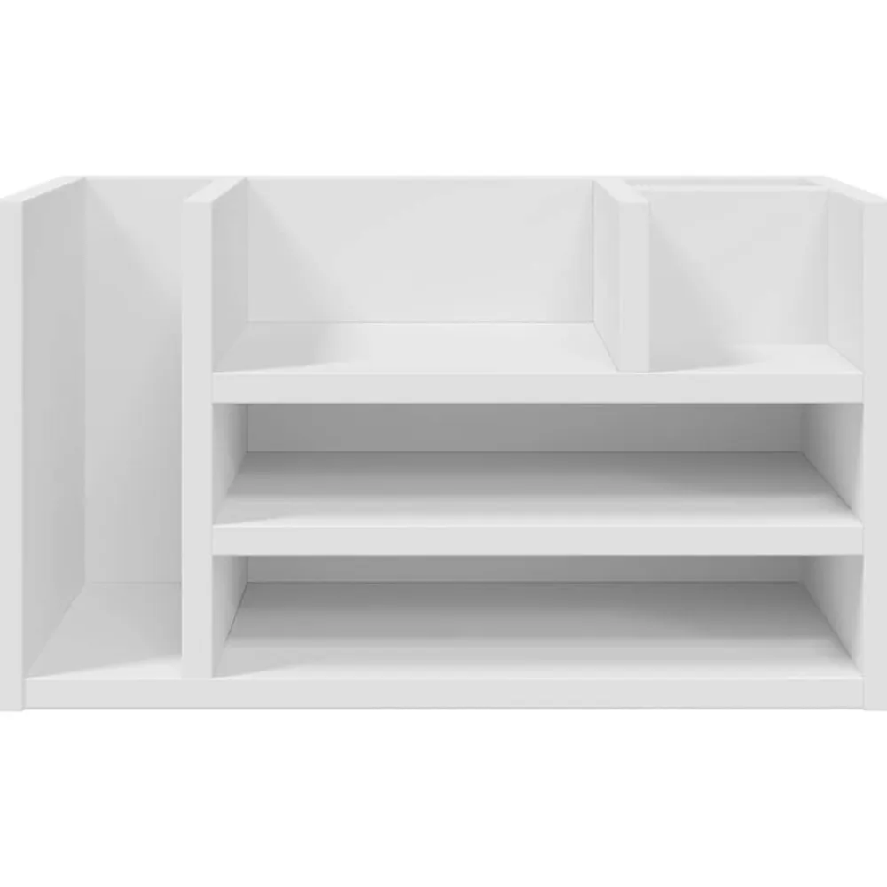 vidaXL Organizador escritorio madera ingeniería 44,5x24x25 cm Blanco Discount