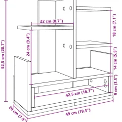 vidaXL Material De Oficina-Organizador escritorio madera ingeniería hormigón 49x20x52,5 cm