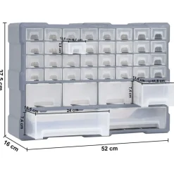 vidaXL Accesorios De Bricolaje-Organizador multicajones con 38 cajones 52x16x37,5 cm