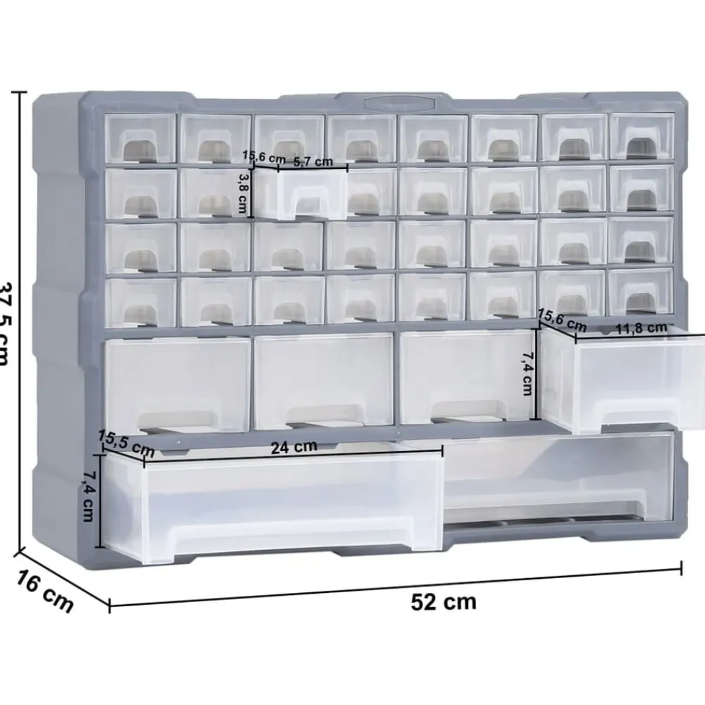 vidaXL Accesorios De Bricolaje-Organizador multicajones con 38 cajones 52x16x37,5 cm