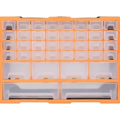vidaXL Organizador multicajones con 38 cajones 52x16x37,5 cm Naranja y negro Sale