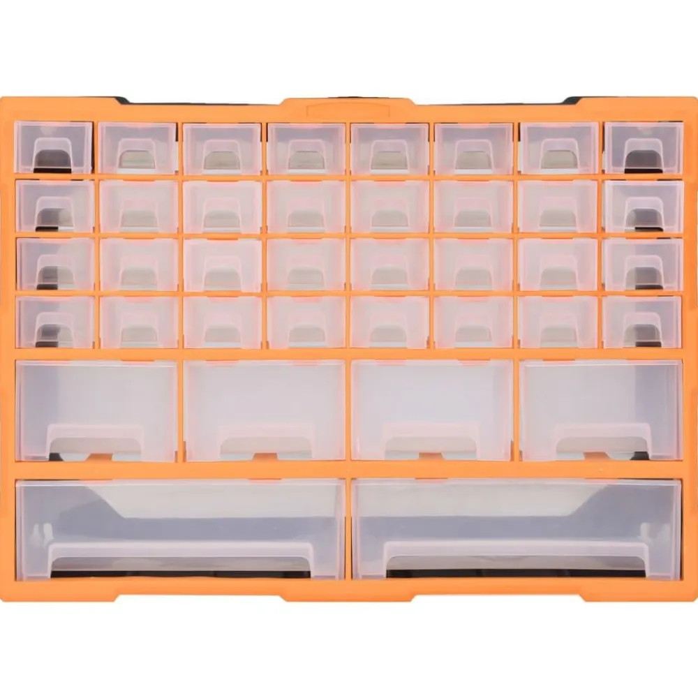 vidaXL Organizador multicajones con 38 cajones 52x16x37,5 cm Naranja y negro Sale