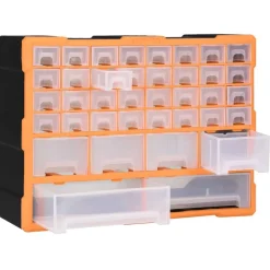 vidaXL Organizador multicajones con 38 cajones 52x16x37,5 cm Naranja y negro Sale
