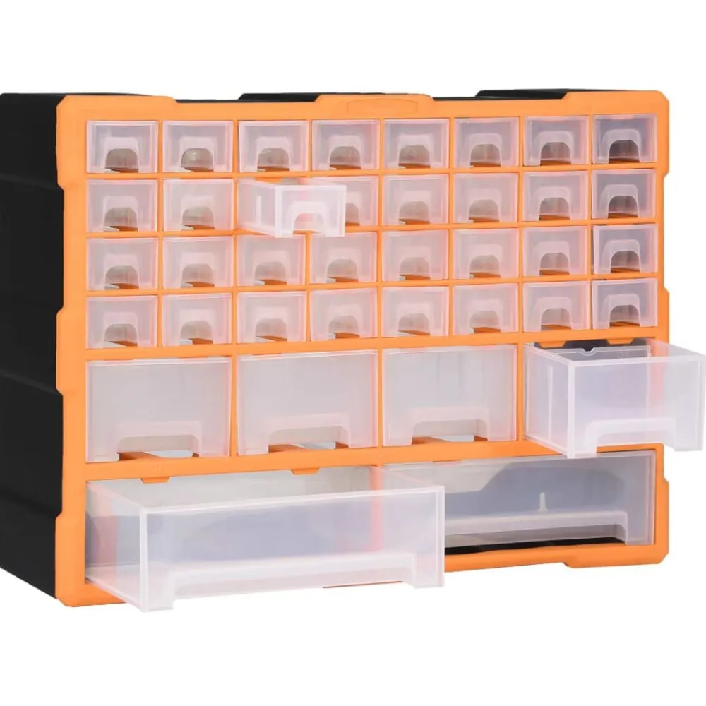 vidaXL Organizador multicajones con 38 cajones 52x16x37,5 cm Naranja y negro Sale