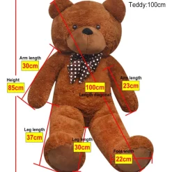 vidaXL Juguetes-Oso de peluche grande XXL marrón 85 cm